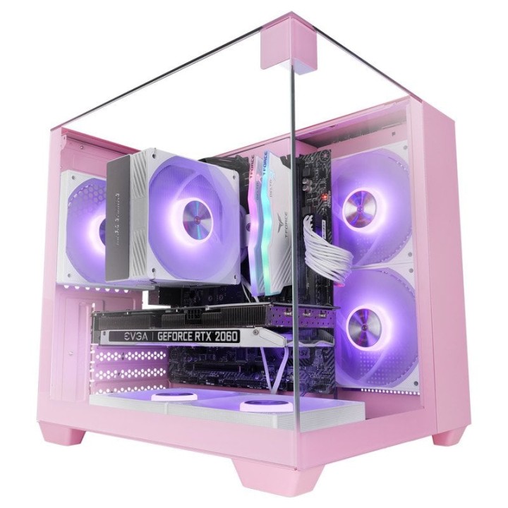 Mars Gaming Mc-visionm Caja Pc Compacta Microatx Triple Cristal Templado Doble Cámara Rosa