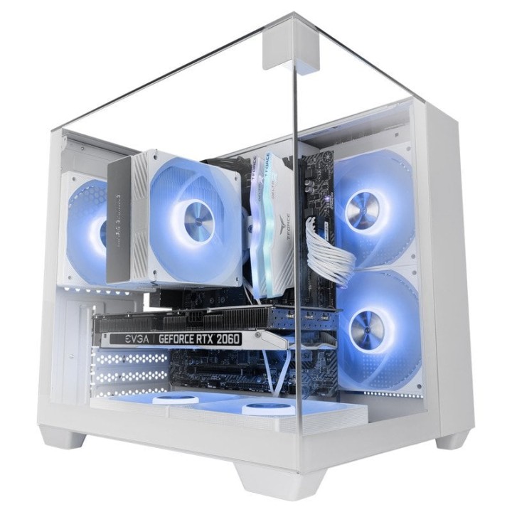 Mars Gaming Mc-visionm Caja Pc Compacta Microatx Triple Cristal Templado Doble Cámara Blanco