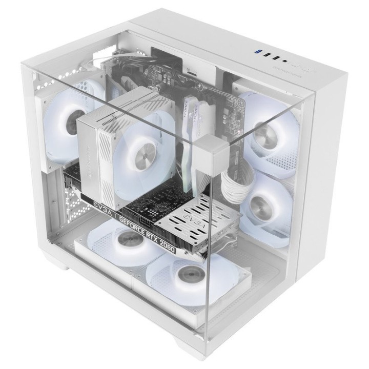 Mars Gaming Mc-visionm Caja Pc Compacta Microatx Triple Cristal Templado Doble Cámara Blanco