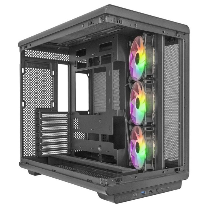 Mars Gaming Mc-rev Caja Pc Atx Doble Cristal Templado 3x Ventiladores Argb Invertidos 12cm Negro