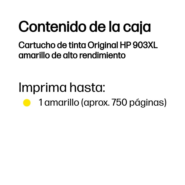Tinta HP 903XL Amarillo 8.5ml 750 páginas (T6M11AE)