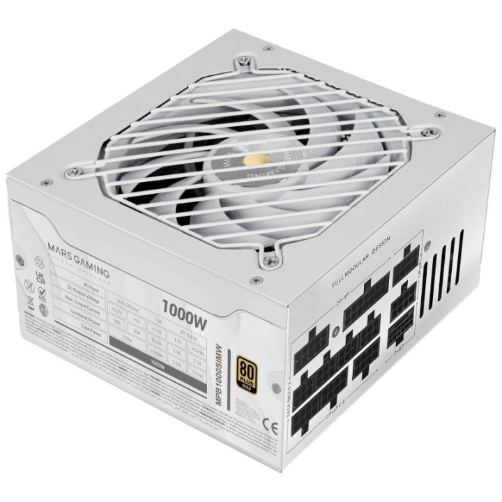 Mars Gaming Mpb1000sim Fuente Alimentación Modular Atx 3.1 1000w 80 Plus Gold Blanco