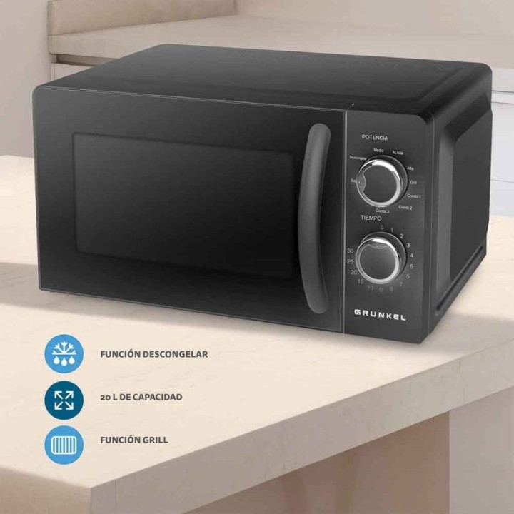 Grunkel MWG-20NG Microondas Grill 20L 700W Negro