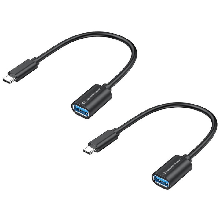 Conceptronic ABBY11B Adaptador USB-C a USB-A 3.2 Gen 1 OTG 20cm Negro Pack 2 Unidades
