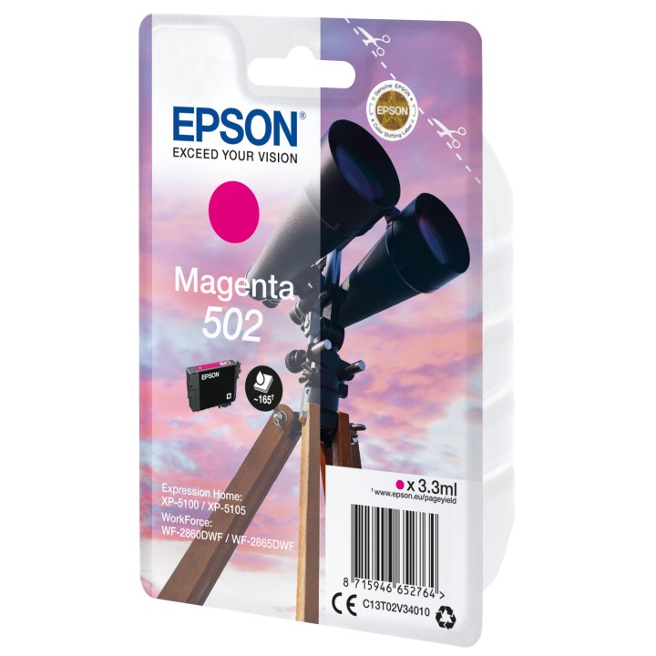 Tinta Epson 502 Magenta 3.3ml 165 pág (C13T02V34010)