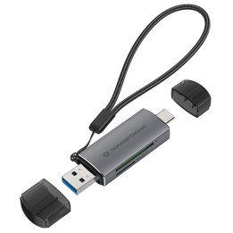 Conceptronic BIAN05G Lector de Tarjetas SD/MicroSD 3.0 USH-I de Doble Conector USB-A/USB-C 3.0