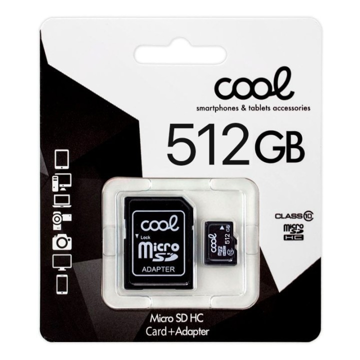 Cool Tarjeta Memoria MicroSD con Adaptador UHS-I 512GB Clase 10