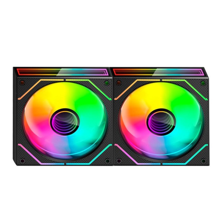 Mars Gaming Mf-3dprox2 Kit 2x Ventiladores Pwm Fdb 120mm Argb Triple Infinity Mirror 360° Negro