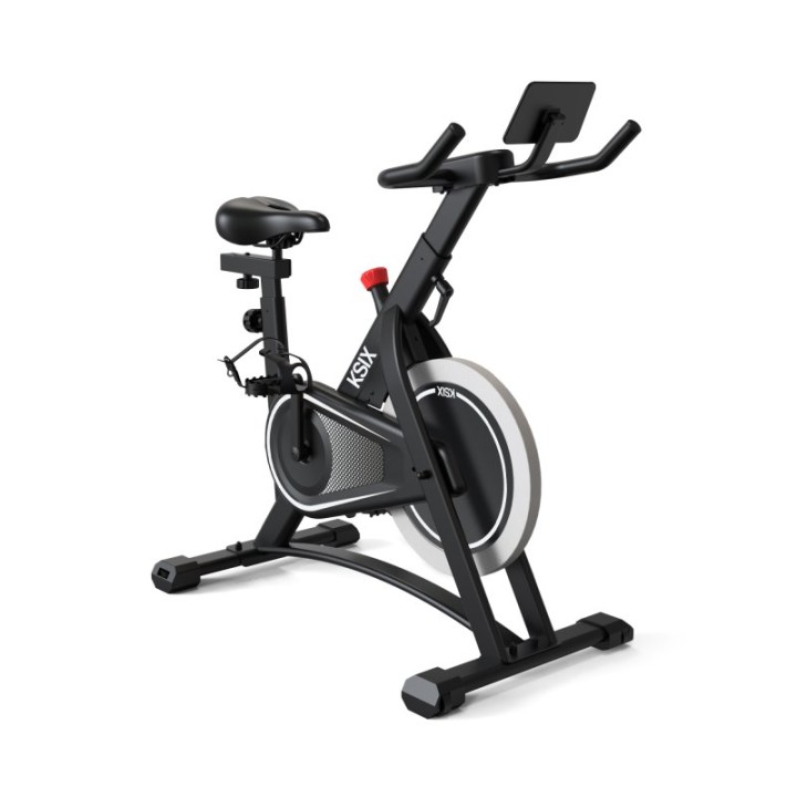 Ksix Kb01 Bicicleta Estática Indoor con Soporte Ajustable Compatible con Kinomap y Zwift, Negra