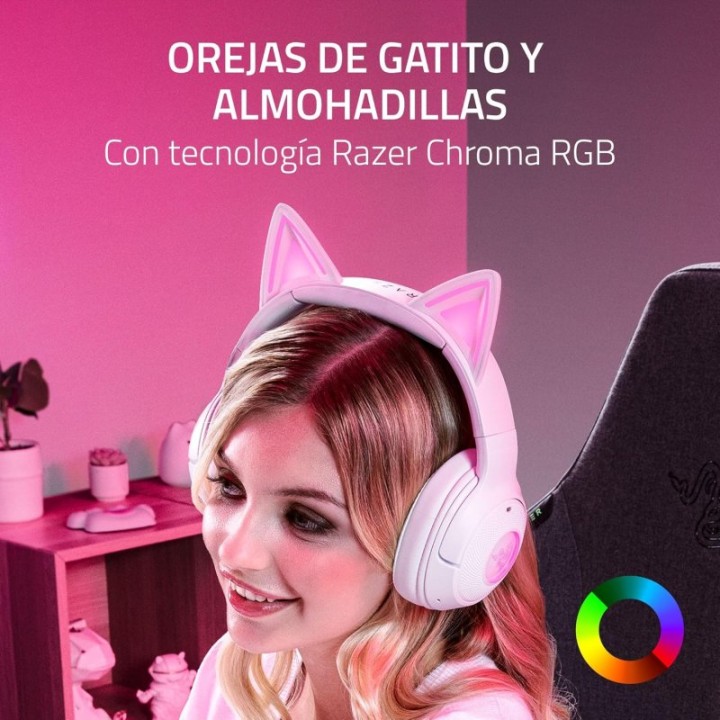 Razer Kraken Kitty V2 BT Auriculares RGB Gaming Inalámbricos Blancos