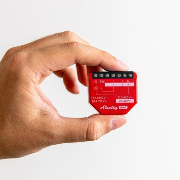Interruptor inteligente Shelly Bluetooth 30m/2.4GHz Wi-Fi 16A Rojo Montaje en Pared