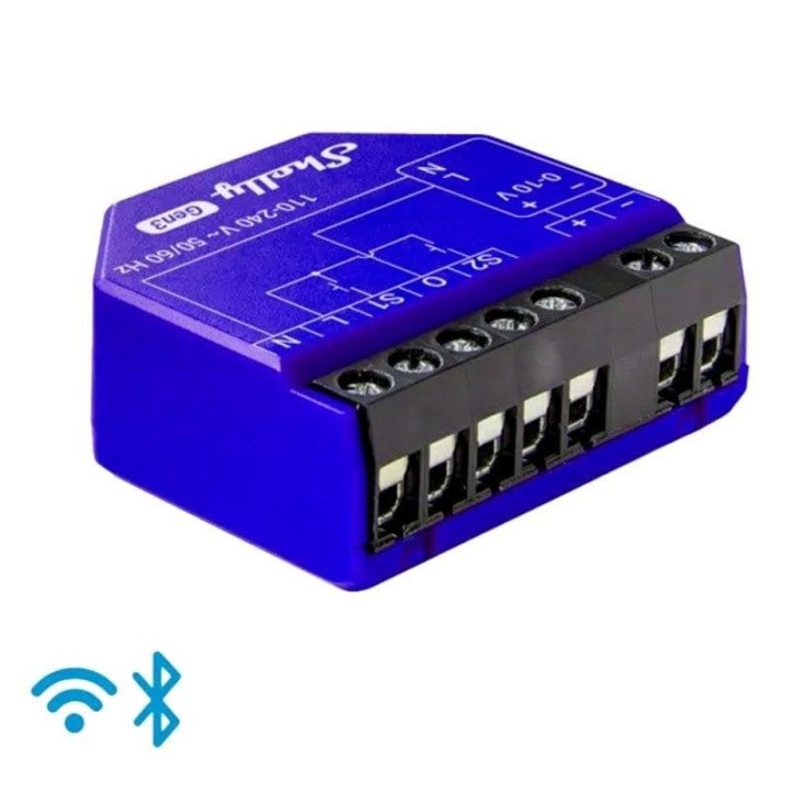 Shelly Dimmer 0/1-10V PM Gen3 Regulador de Intensidad de Luces, Motores y Válvulas Control Remoto