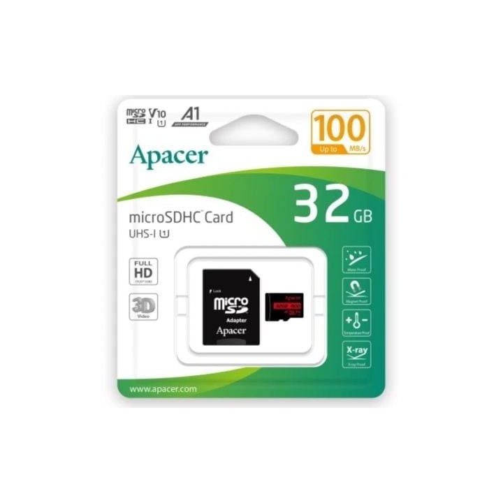 Apacer microSDHC 32GB Clase 10 UHS-I Adaptador SD 100MB/s