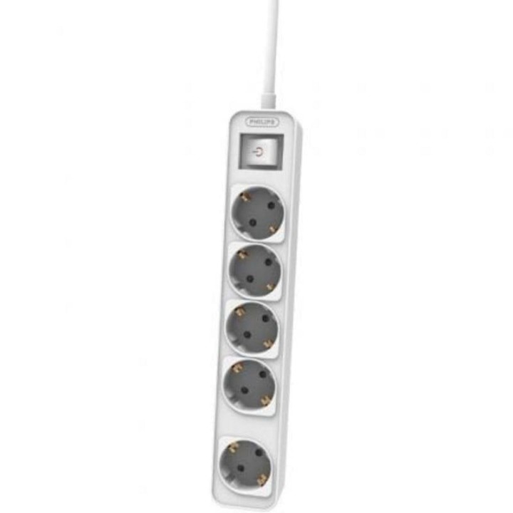 Philips CHP2154W/12 Regleta con Interruptor 5 Tomas Schuko Cable 1.5m Blanca