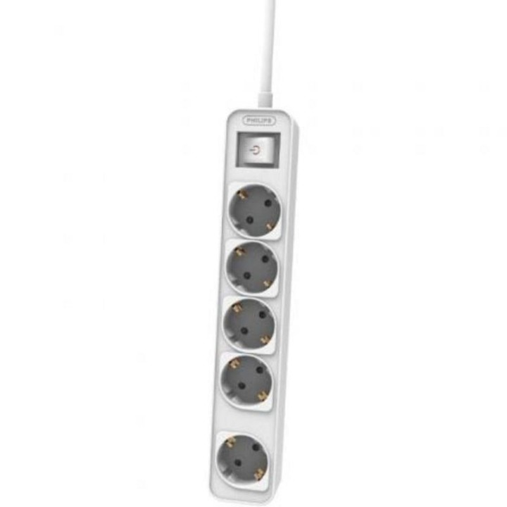 Philips CHP2154W/12 Regleta con Interruptor 5 Tomas Schuko Cable 1.5m Blanca