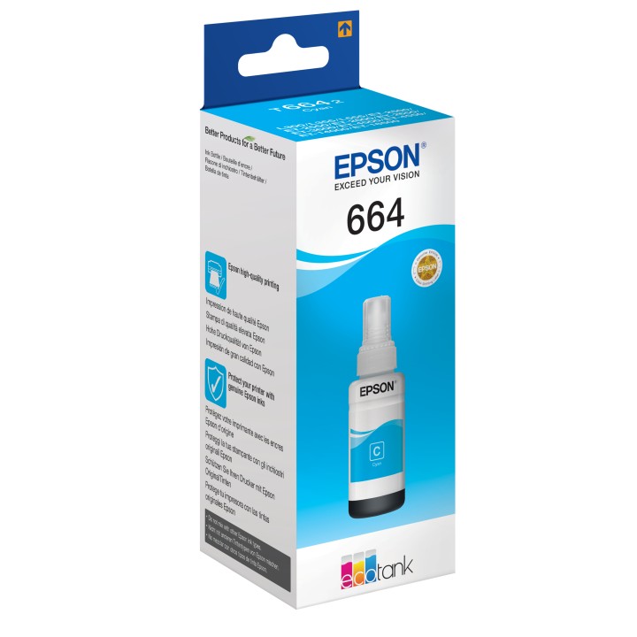 Botella Tinta Epson EcoTank 664 Cian 70ml (C13T664240)