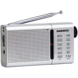 Daewoo DW1037 Radio Portátil AM/FM Plateada con Auriculares y Antena Telescópica