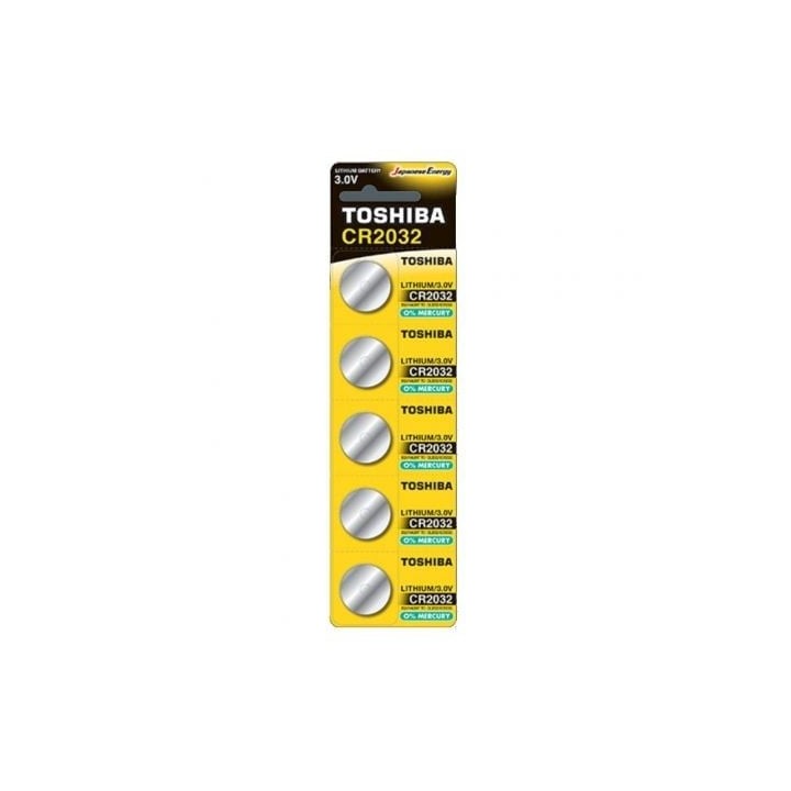 Toshiba CR2032 Pack 5 Pilas Botón 3V Alta Demanda Litio Larga Duración