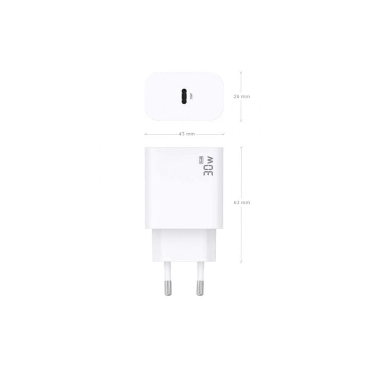 AISENS A110-0940 Cargador de Pared GaN 33W USB-C AI Inteligente Blanco