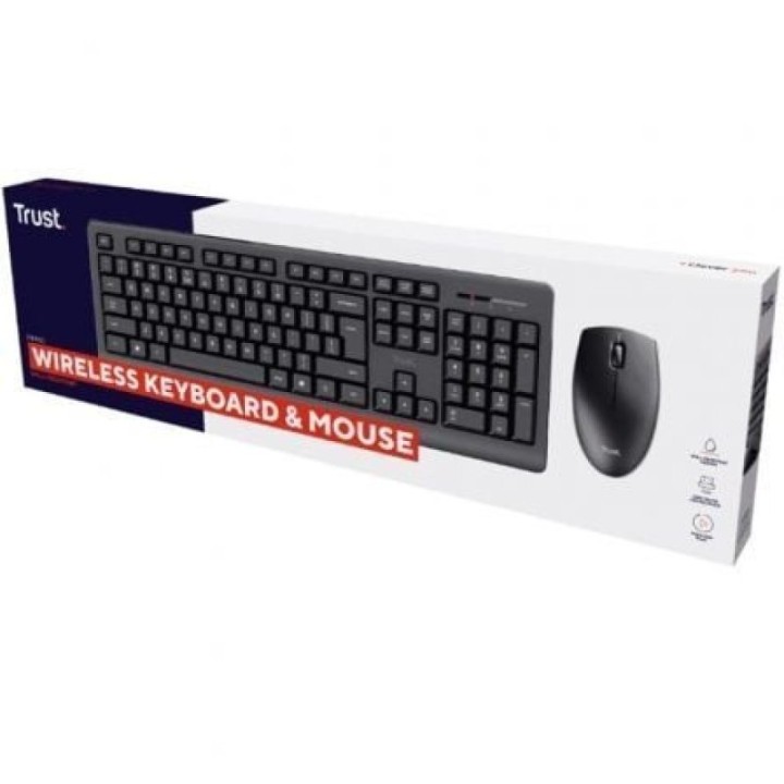 Trust Primo Wireless Deskset Pack Teclado y Ratón Inalámbricos Negro