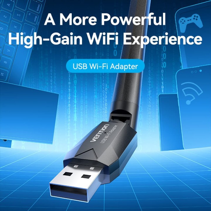 Vention KDTB0 Adaptador USB WiFi AC650 Dual Band Antena 6dBi Negro