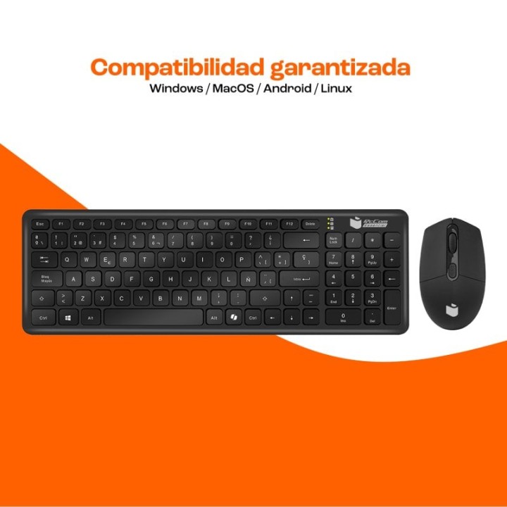 PcCom Essential Combo MK20 Low Profile Teclado + Ratón Wireless con Copilot Negro