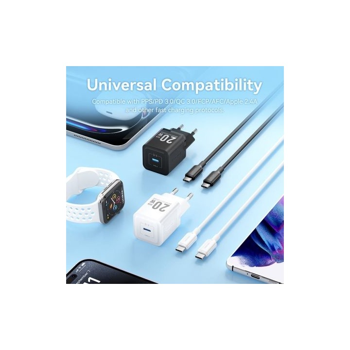 Vention TZ-FEPB0-EU-01 Cargador de Pared GaN 20W USB-C + Cable 1m
