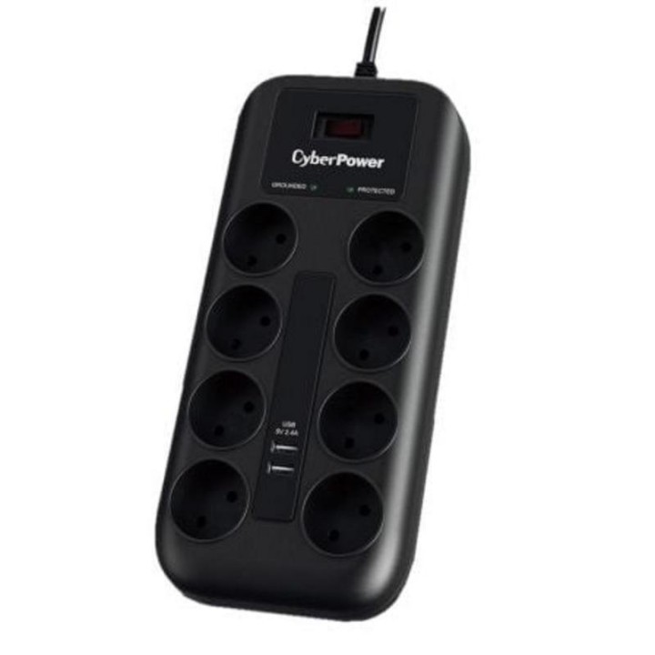 CyberPower P0820SUF0-DE Regleta 8 Tomas Schuko 2 USB 1.8m Negra