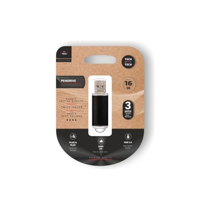 Tech One Tech TEC3006-16 Basic Pendrive 16GB USB 2.0 Negro Serie Professional