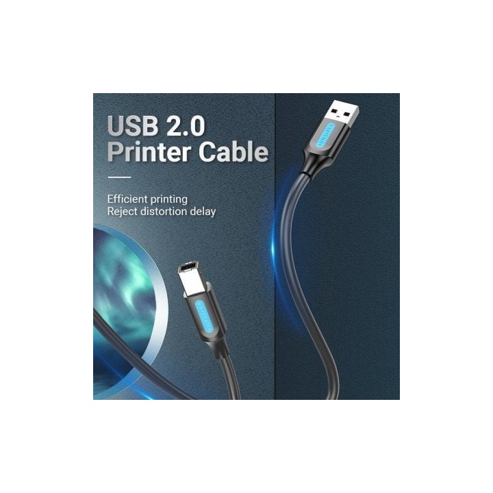 Vention COQBI Cable USB 2.0 3m A Macho a B Macho 480Mbps Negro Impresora