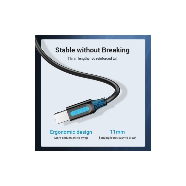 Vention COQBI Cable USB 2.0 3m A Macho a B Macho 480Mbps Negro Impresora