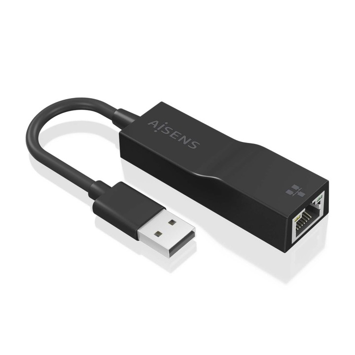 AISENS Conversor USB 3.0 a Ethernet Gigabit 10/100/1000 Mbps 15cm Negro PC
