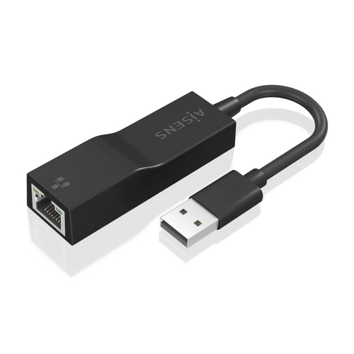AISENS Conversor USB 3.0 a Ethernet Gigabit 10/100/1000 Mbps 15cm Negro PC