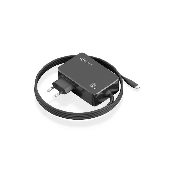 Aisens ASCH-1PD100WL50-BK Cargador USB-C 100W GaN Automático 1.8m Negro