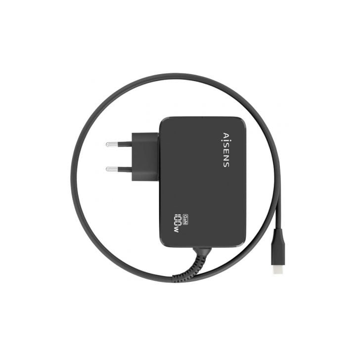 Aisens ASCH-1PD100WL50-BK Cargador USB-C 100W GaN Automático 1.8m Negro