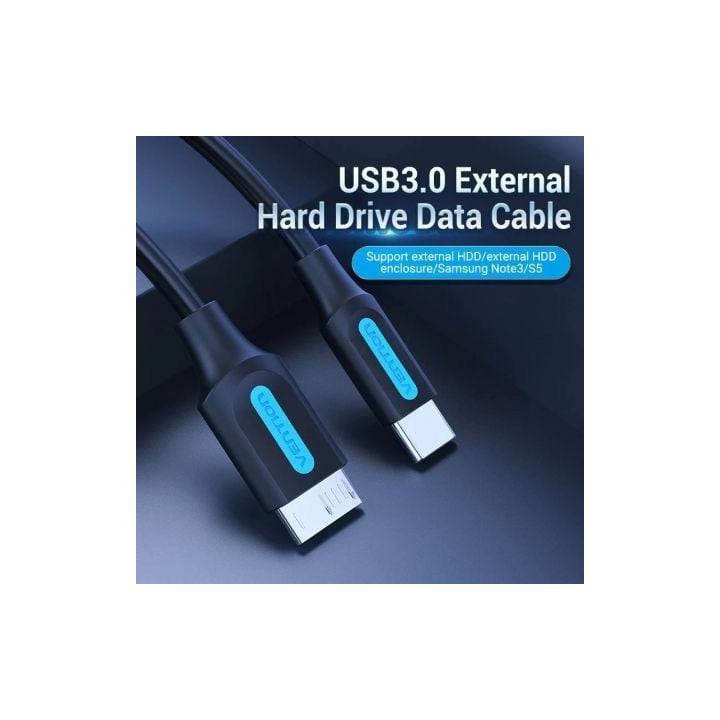 Vention CQABD Cable USB 3.0 MicroUSB a USB-C 5Gbps 50cm Negro