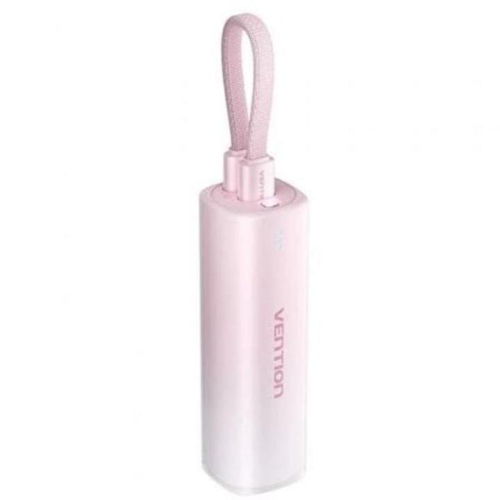 Powerbank Vention FHWR0 5000mAh 20W Wireless USB-C Lightning Rosa compacto