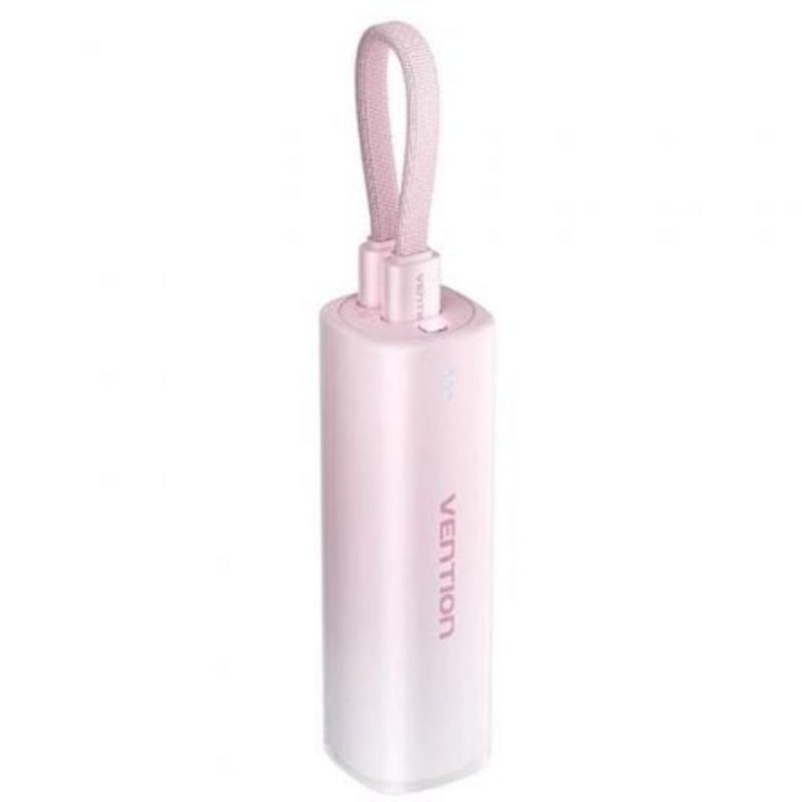 Powerbank Vention FHWR0 5000mAh 20W Wireless USB-C Lightning Rosa compacto