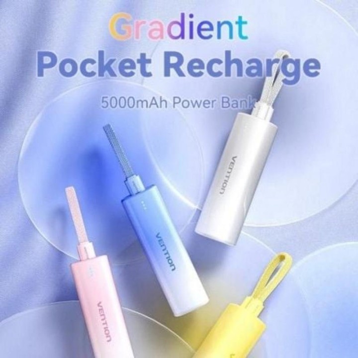 Powerbank Vention FHWR0 5000mAh 20W Wireless USB-C Lightning Rosa compacto