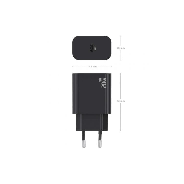 AISENS A110-0939 Cargador GaN 20W 1xUSB-C PD3.0 Negro