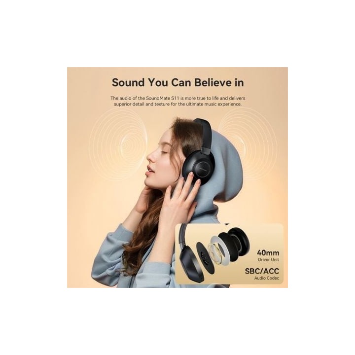 Vention SoundMate S11 Auriculares Inalámbricos Bluetooth 5.3 con Micrófono Negros