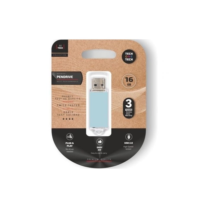 Tech One Tech Basic Pendrive 16GB USB 2.0 Azul Cielo