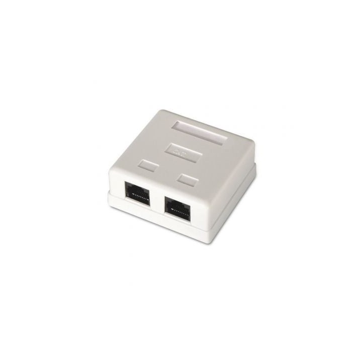 AISENS A139-0302 Roseta de Superficie RJ45 Cat.6 UTP 2 Tomas Blanco