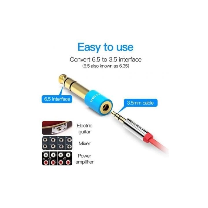 Vention VAB-S01-L Adaptador Jack 6.5 Macho a 3.5 Hembra Azul chapado en oro