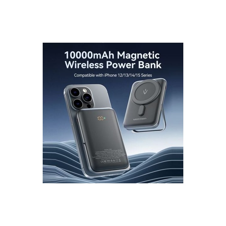 Powerbank Vention FHNB0 10000mAh 20W Wireless Carga rápida Negra