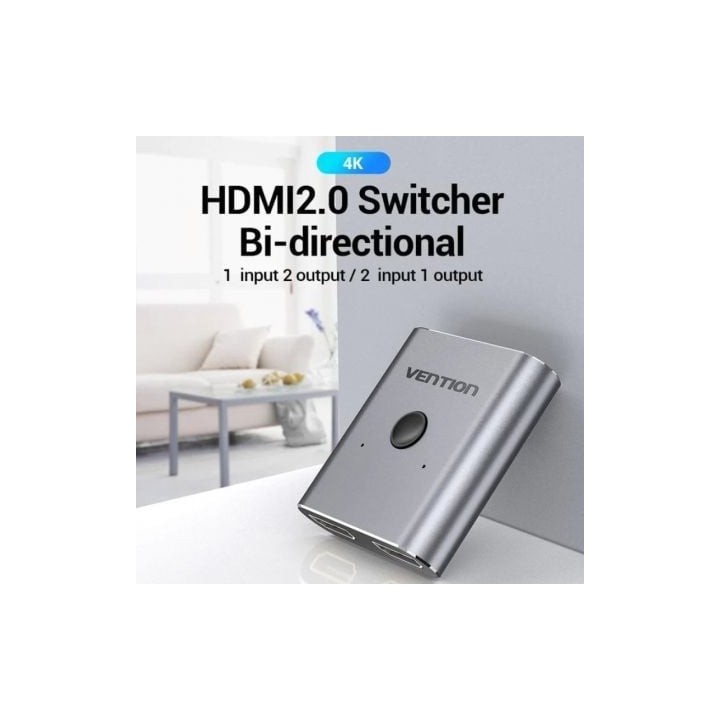Conmutador HDMI Vention AFUH0 Bidireccional Aluminio 4K@60Hz Plug&Play Gris