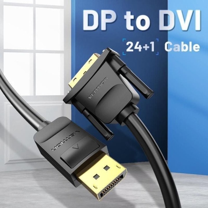 Cable conversor Vention HAFBH DisplayPort macho a DVI macho 2m Full HD Negro
