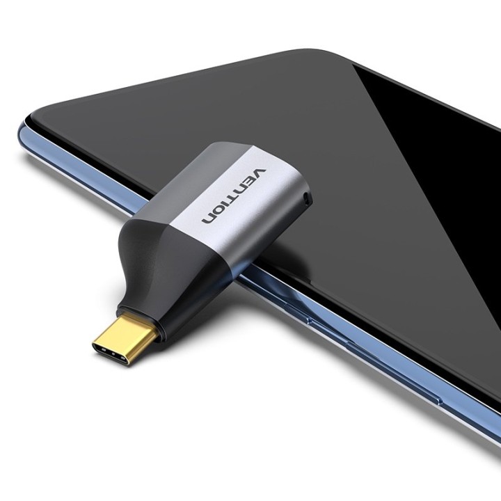 Adaptador Vention TCAH0 USB Tipo C a HDMI, Macho, 2.0, 3840x2160, ABS/Aluminio, Negro/Gris