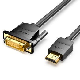 Cable Vention HDMI a DVI 2m Chapado en Oro Blindado Resolución 1080p Negro