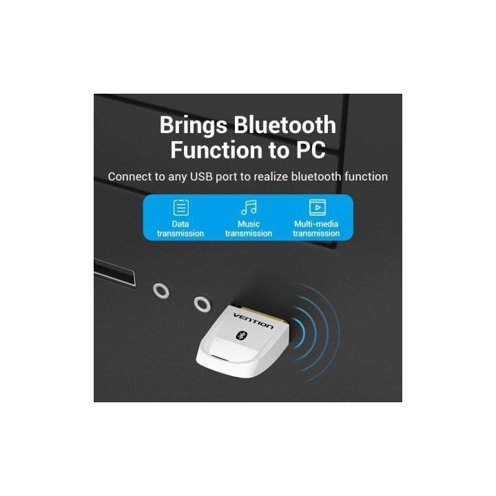Adaptador USB Bluetooth Vention CDSW0 5.0 Realtek RTL8761B 20m 7 dispositivos Hi-Fi Blanco